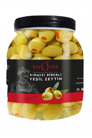 Bayolive Kırmızı Biberli Yeşil Zeytin 900 gr