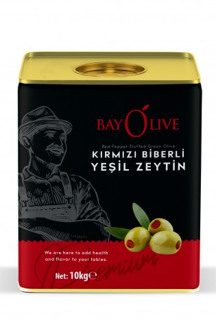 Bayolive Kırmızı Biberli Yeşil Zeytin 10 Kg