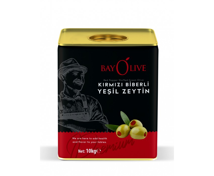 Bayolive Kırmızı Biberli Yeşil Zeytin 10 Kg
