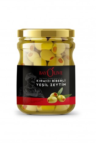 Bayolive Kırmızı Biberli Yeşil Zeytin 900 gr